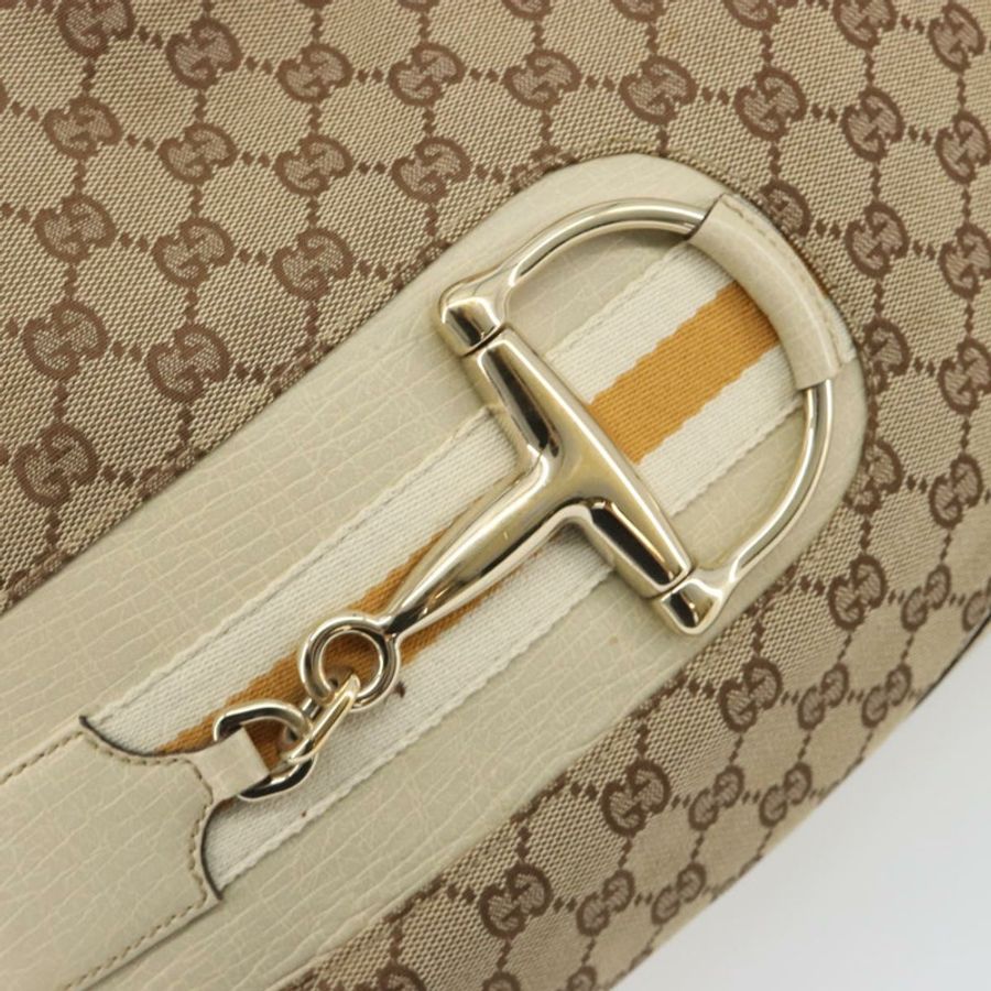 【日本直送】GUCCI GG帆布馬銜扣單肩包 米色 137388 正品 189146V-16