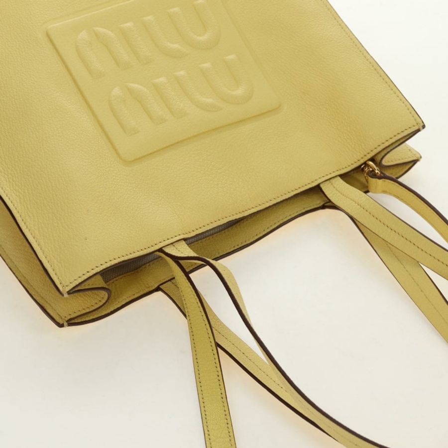 【日本直送】Miu Miu 托特包 皮革 兩用 黃色 金色 正品 189749M-6