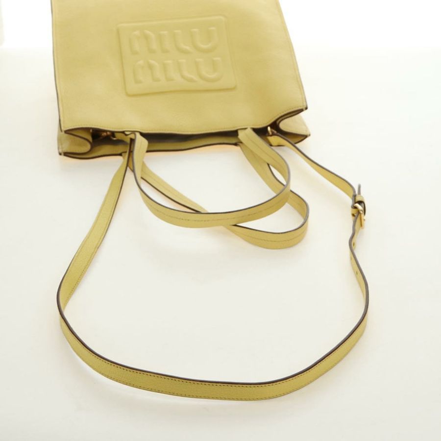 【日本直送】Miu Miu 托特包 皮革 兩用 黃色 金色 正品 189749M-8