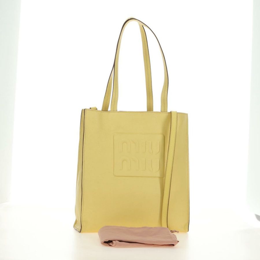 【日本直送】Miu Miu 托特包 皮革 兩用 黃色 金色 正品 189749M-11