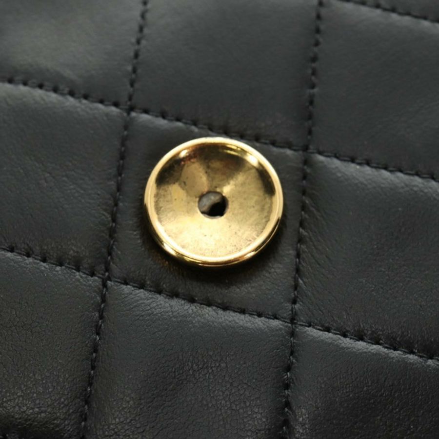 【日本直送】香奈兒 (CHANEL) 絎縫鏈條肩背包,羊皮材質,黑色,金色雙C標誌,貨號 189753V-21