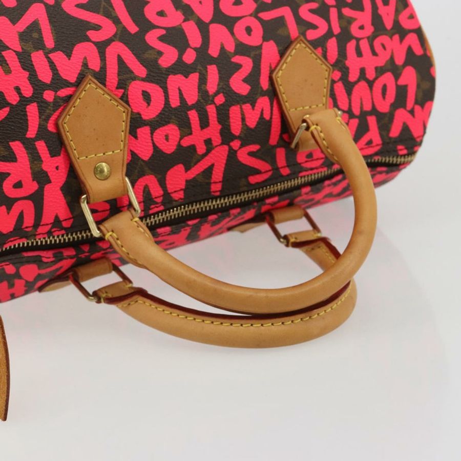【日本直送】路易威登 Monogram Graffiti Speedy 30 手提包 粉紅色 M93704 LV 正品 189751SAM-6