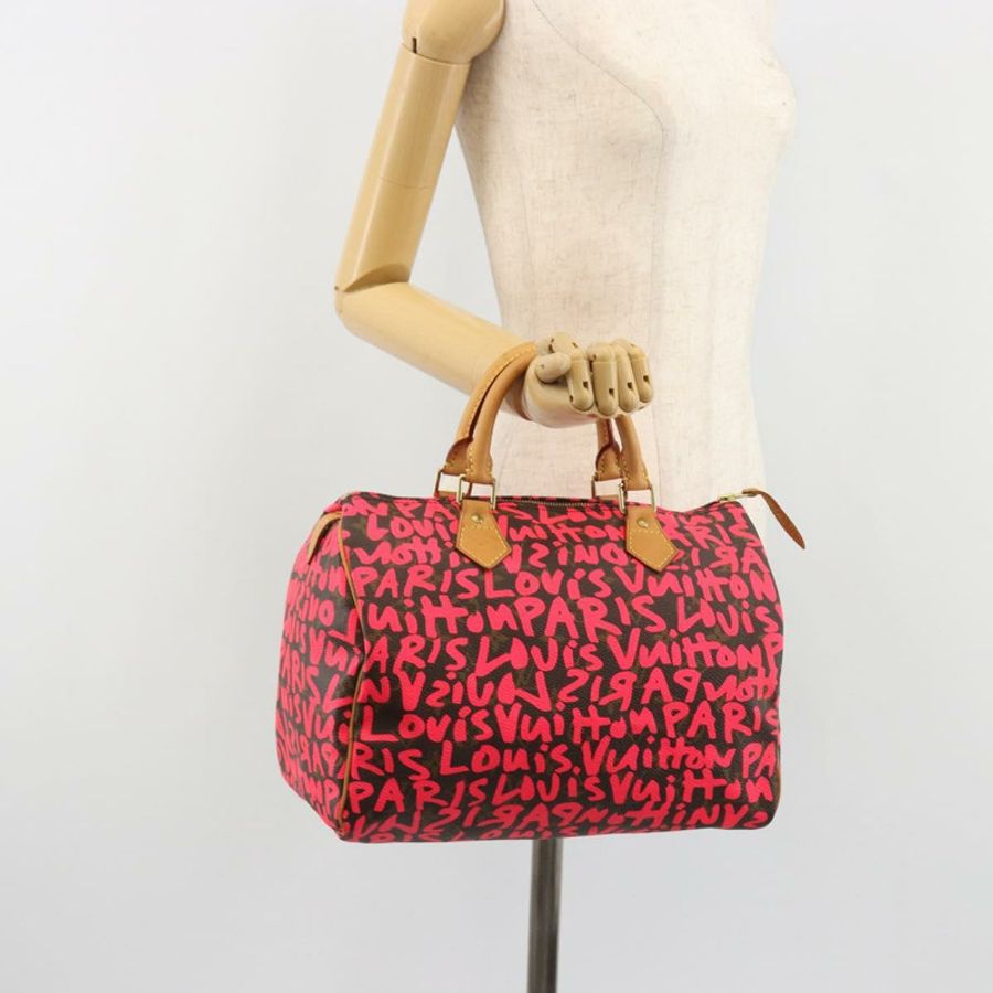 【日本直送】路易威登 Monogram Graffiti Speedy 30 手提包 粉紅色 M93704 LV 正品 189751SAM-23