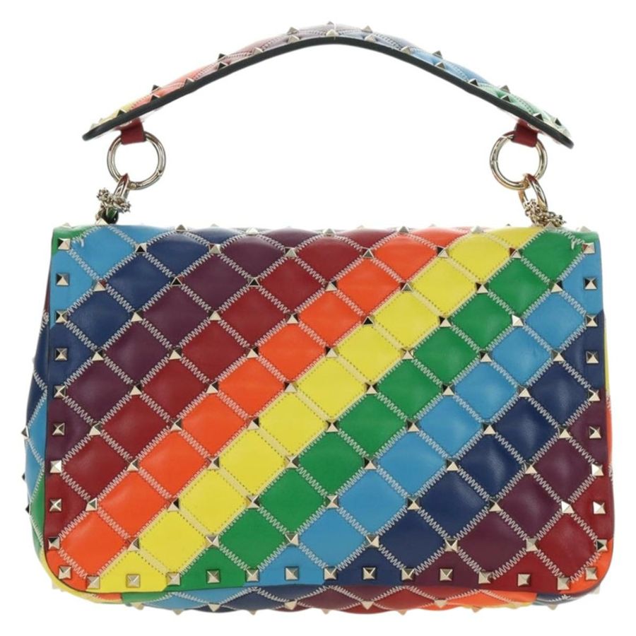 【日本直送】VALENTINO 鉚釘鏈條包 皮革 2way Multicolor Gold Auth 189762M-1