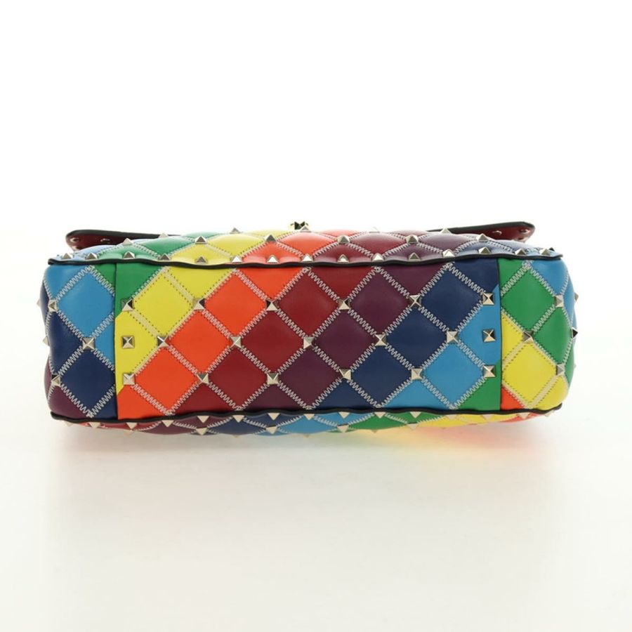 【日本直送】VALENTINO 鉚釘鏈條包 皮革 2way Multicolor Gold Auth 189762M-4