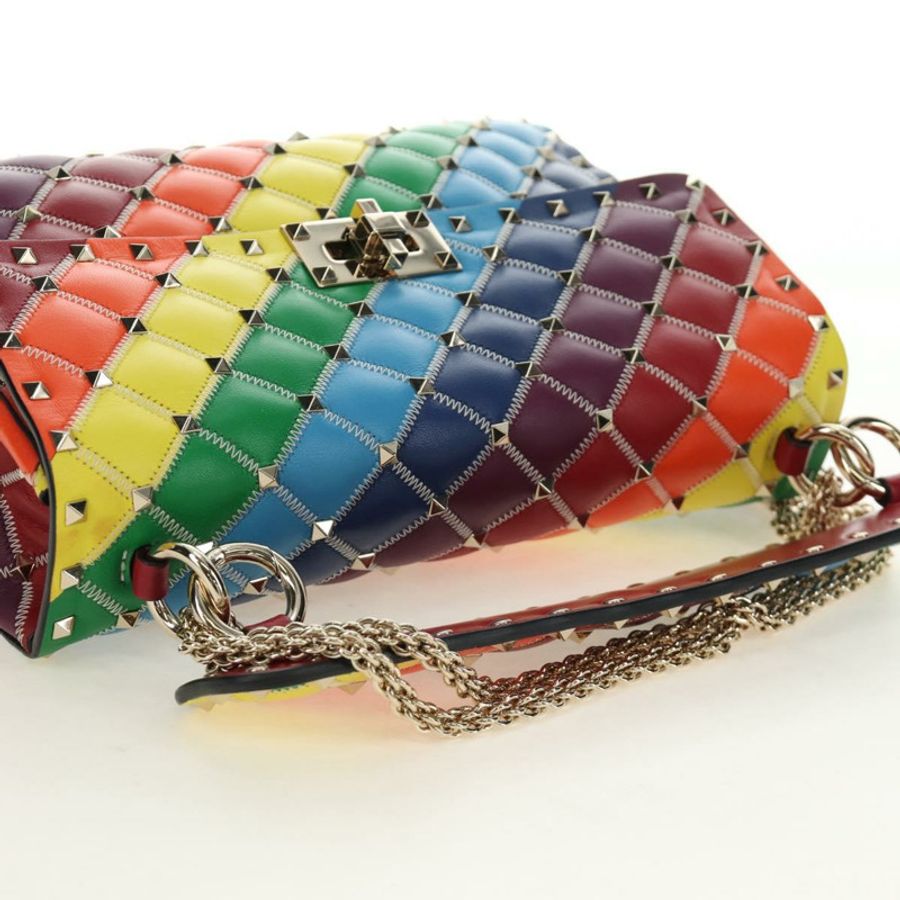 【日本直送】VALENTINO 鉚釘鏈條包 皮革 2way Multicolor Gold Auth 189762M-5