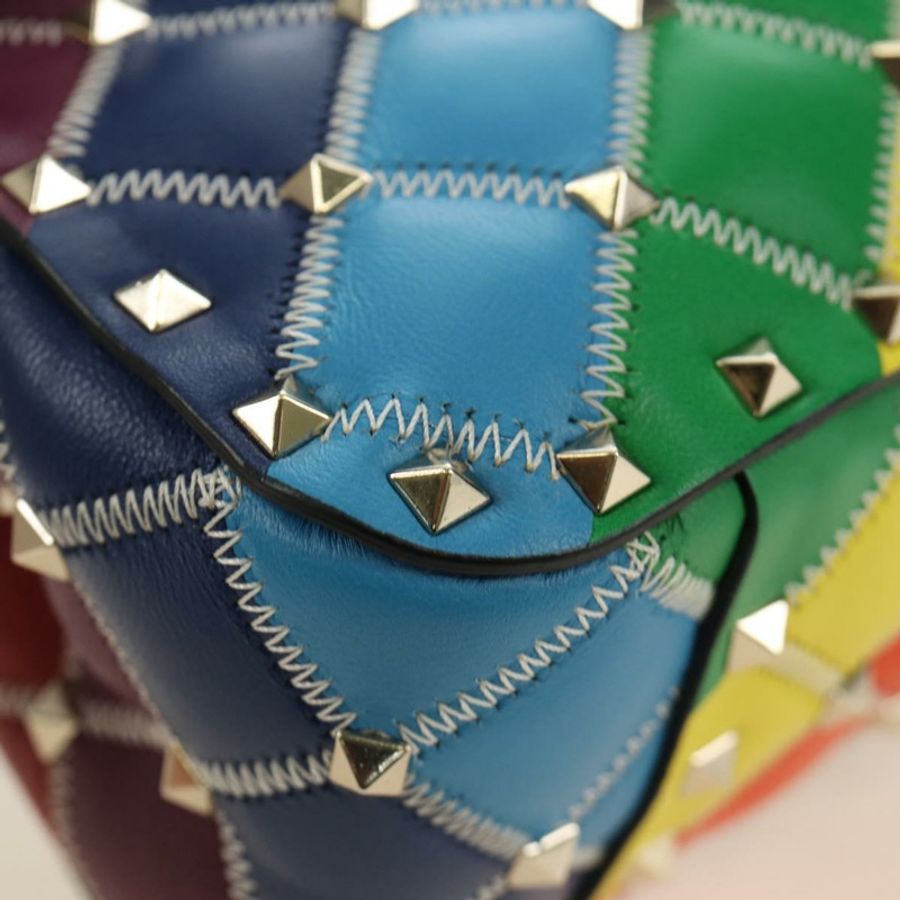 【日本直送】VALENTINO 鉚釘鏈條包 皮革 2way Multicolor Gold Auth 189762M-8