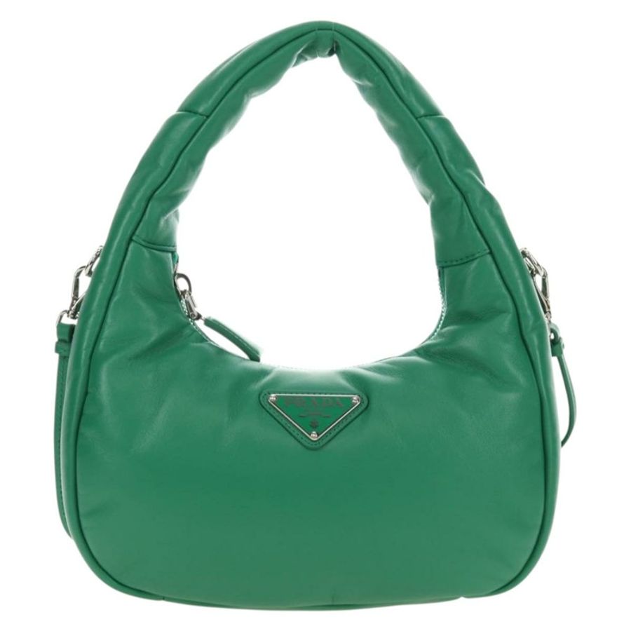 【日本直送】PRADA 手袋 皮革 兩用 綠色 銀色 正品 189777SM-12