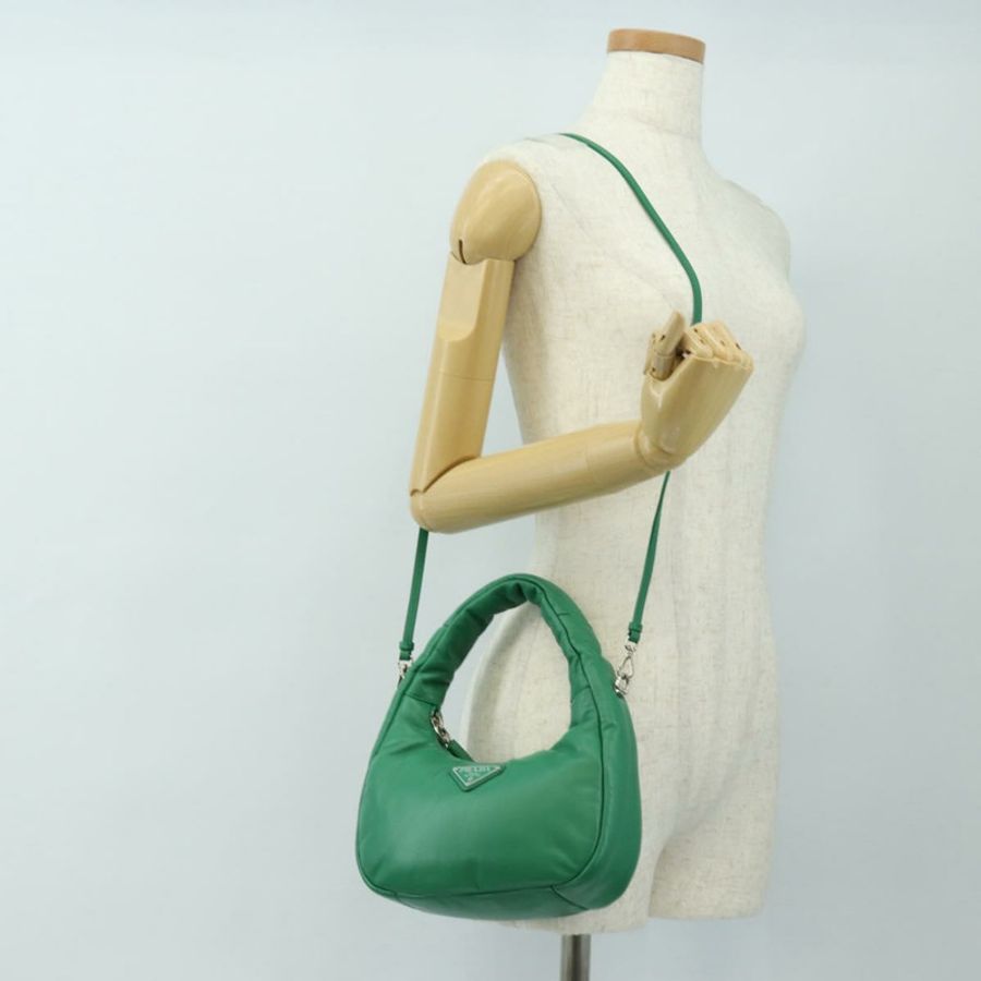 【日本直送】PRADA 手袋 皮革 兩用 綠色 銀色 正品 189777SM-24