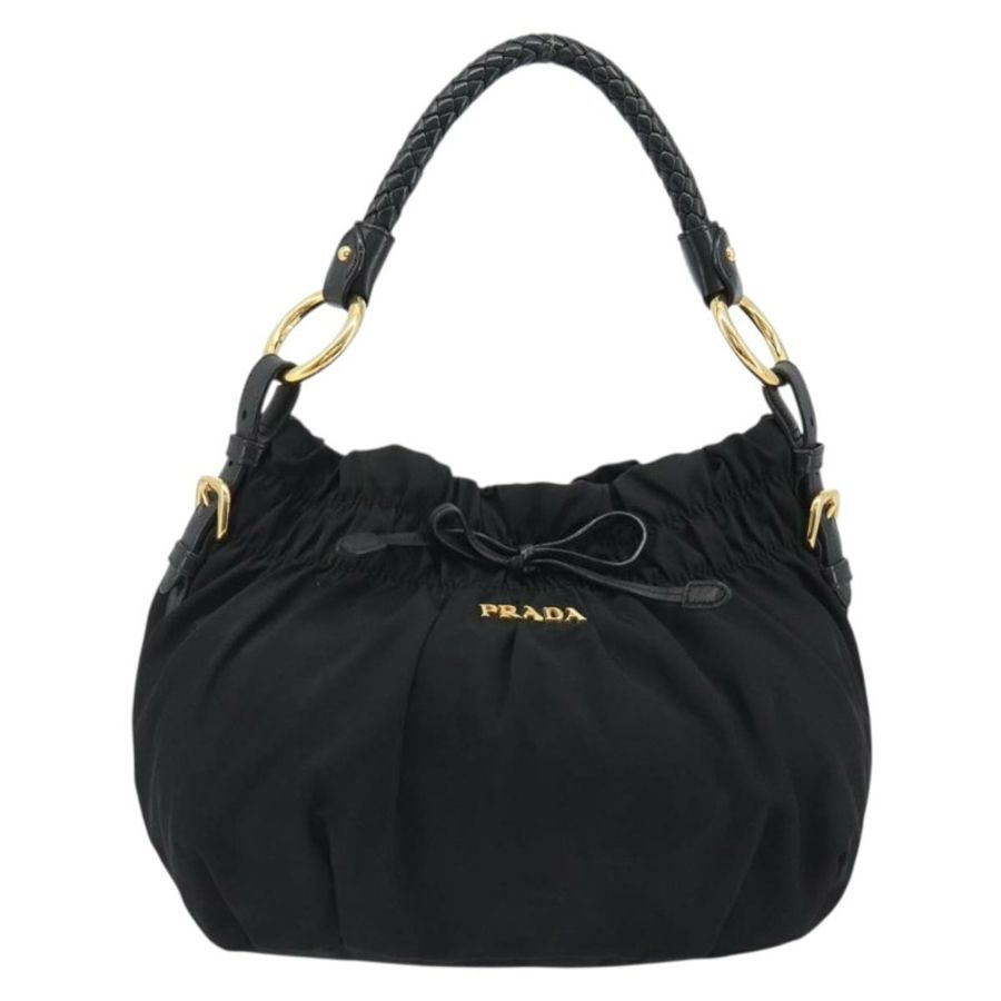 【日本直送】PRADA 黑色金色尼龍褶皺肩包,正品編號 189499V-12