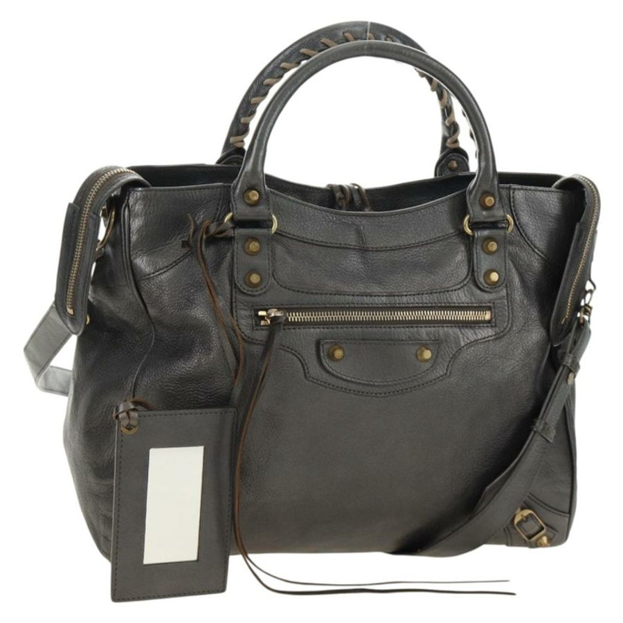 【日本直送】BALENCIAGA 經典 Vero 手提包 皮革 灰色 235216 正品 189775SM-0