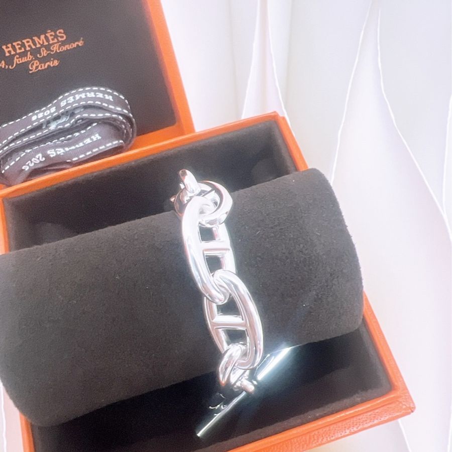 全新 Hermes chaine d‘ancre 豬鼻子純銀手鏈 GM 12碼-3