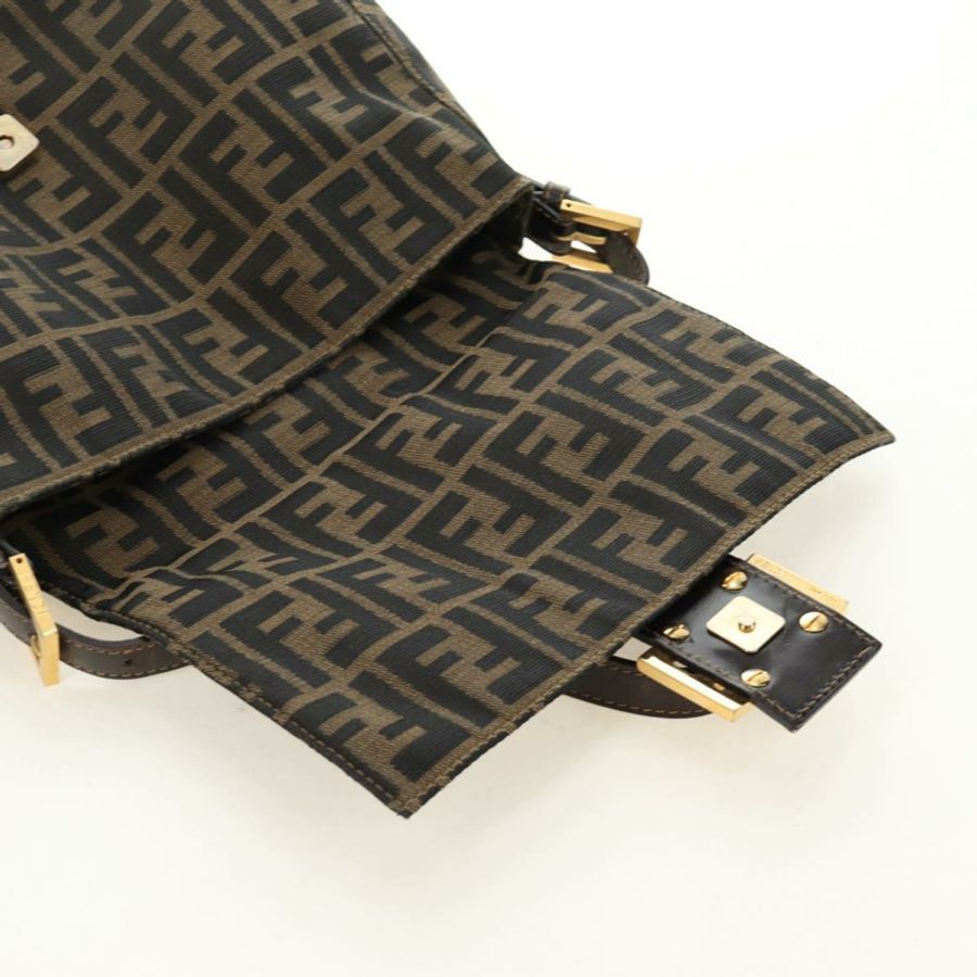 【日本直送】FENDI Zucca帆布Mamma Baguette單肩包 棕色 黑色 金色 正品 am12002V-19