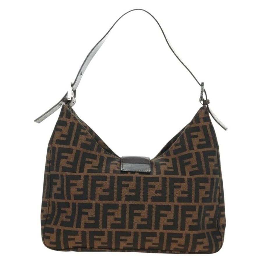 【日本直送】FENDI Zucca帆布Mamma Baguette單肩包 黑色棕色 正品 am12003V-1