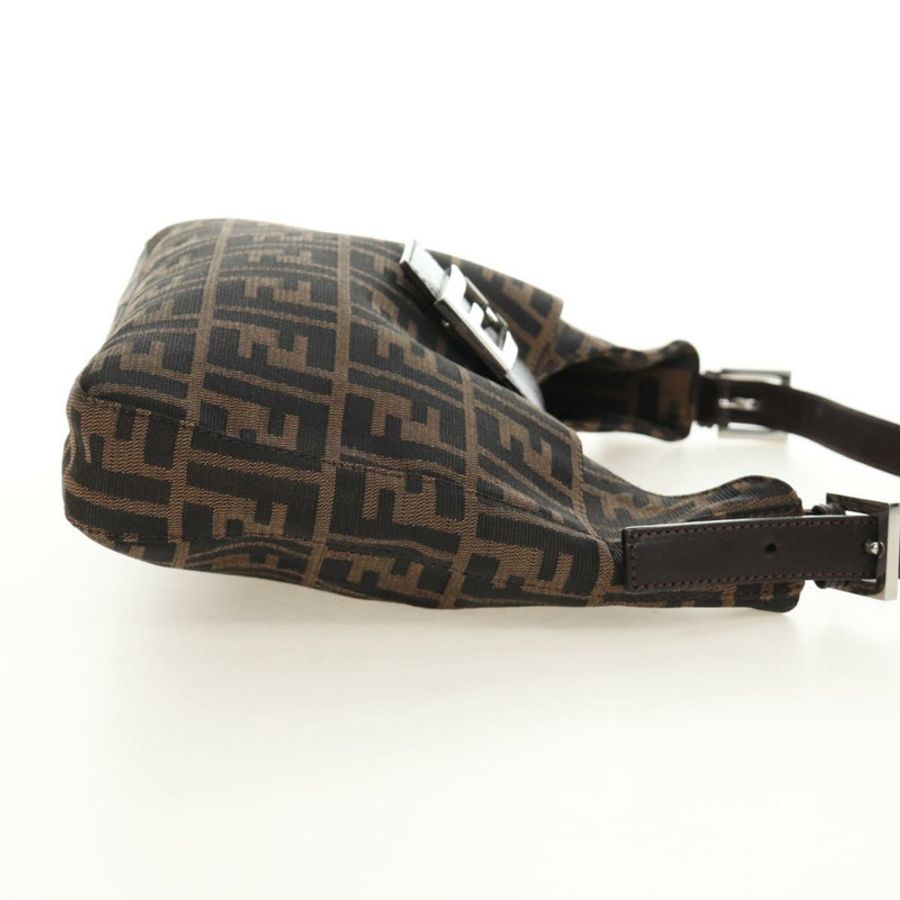 【日本直送】FENDI Zucca帆布Mamma Baguette單肩包 黑色棕色 正品 am12003V-3