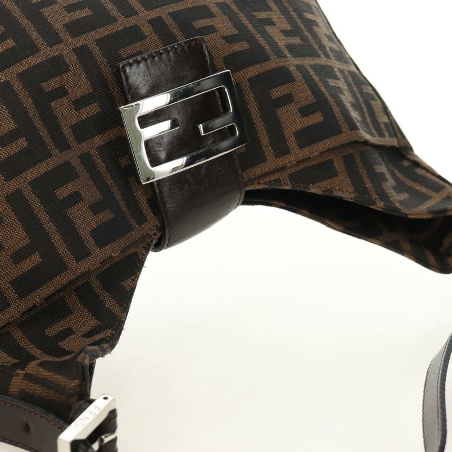 【日本直送】FENDI Zucca帆布Mamma Baguette單肩包 黑色棕色 正品 am12003V-5
