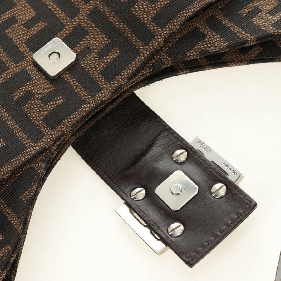 【日本直送】FENDI Zucca帆布Mamma Baguette單肩包 黑色棕色 正品 am12003V-9