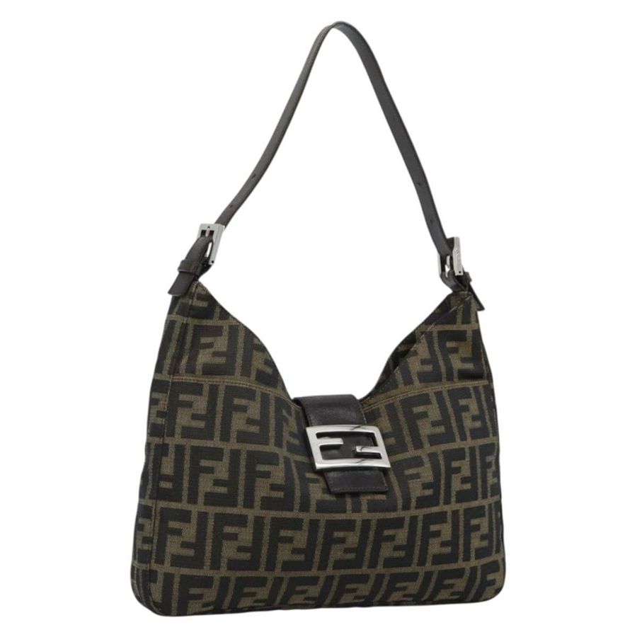 【日本直送】FENDI Zucca帆布Mamma Baguette單肩包 黑色棕色 正品 189740V-0