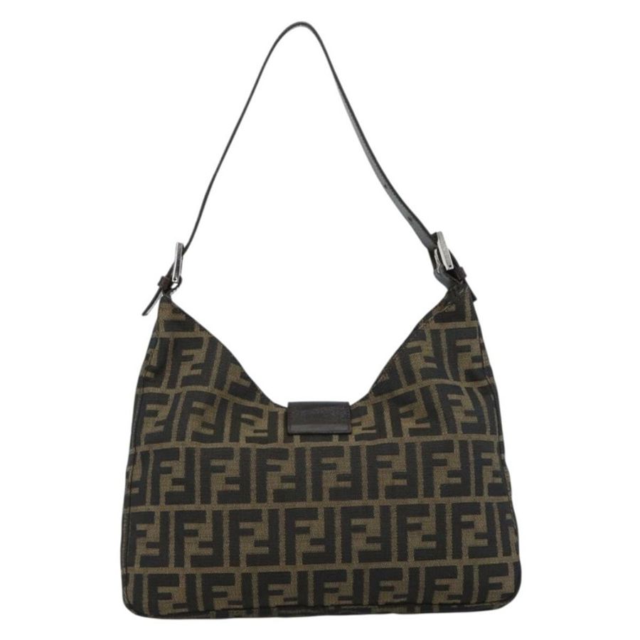 【日本直送】FENDI Zucca帆布Mamma Baguette單肩包 黑色棕色 正品 189740V-1
