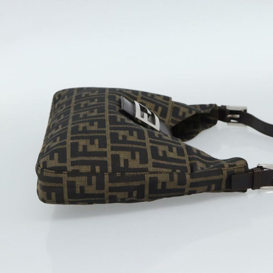 【日本直送】FENDI Zucca帆布Mamma Baguette單肩包 黑色棕色 正品 189740V-3