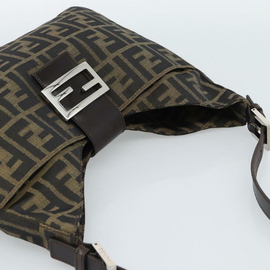 【日本直送】FENDI Zucca帆布Mamma Baguette單肩包 黑色棕色 正品 189740V-5