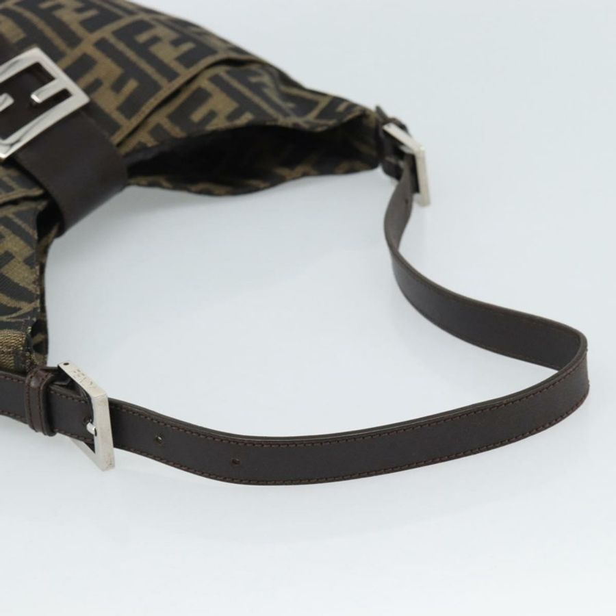 【日本直送】FENDI Zucca帆布Mamma Baguette單肩包 黑色棕色 正品 189740V-6