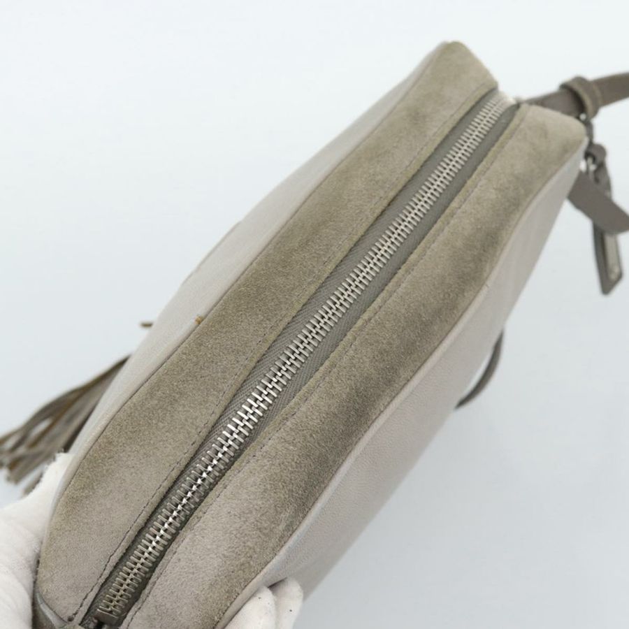 【日本直送】SAINT LAURENT 灰色銀色麂皮單肩包 520533 正品 bs35745V-5