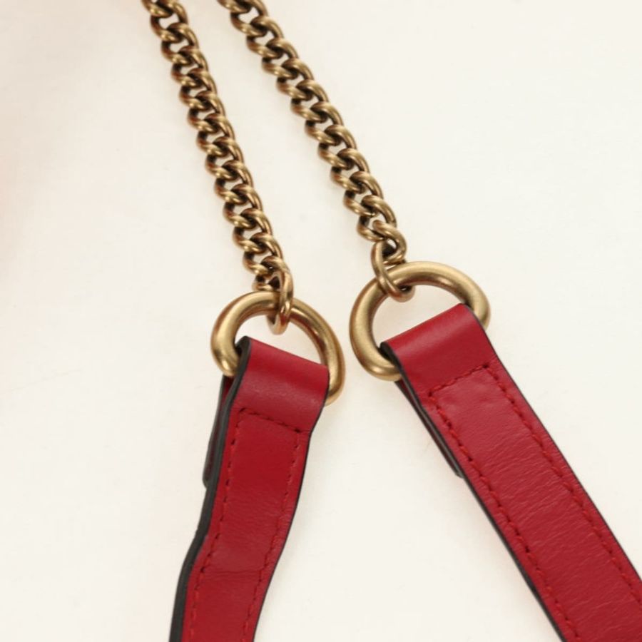 【日本直送】GUCCI 紅色金色皮革單肩包 598594 正品 bs35771V-16