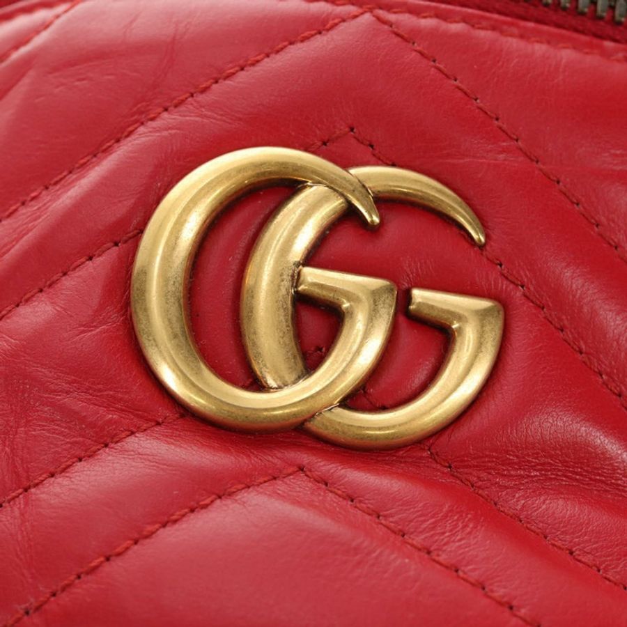 【日本直送】GUCCI 紅色金色皮革單肩包 598594 正品 bs35771V-23