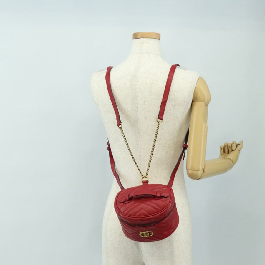 【日本直送】GUCCI 紅色金色皮革單肩包 598594 正品 bs35771V-31