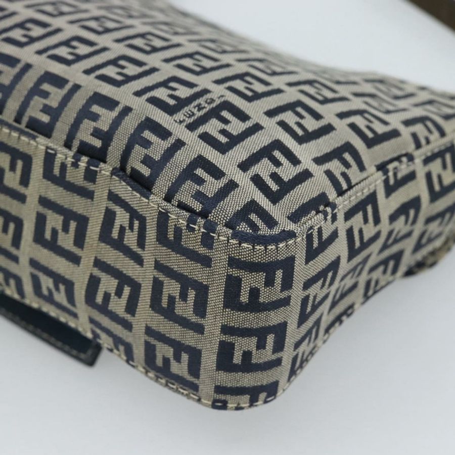 【日本直送】FENDI Zucchino 帆布 Mamma Baguette 單肩包 海軍藍 銀色 正品 189693V-14