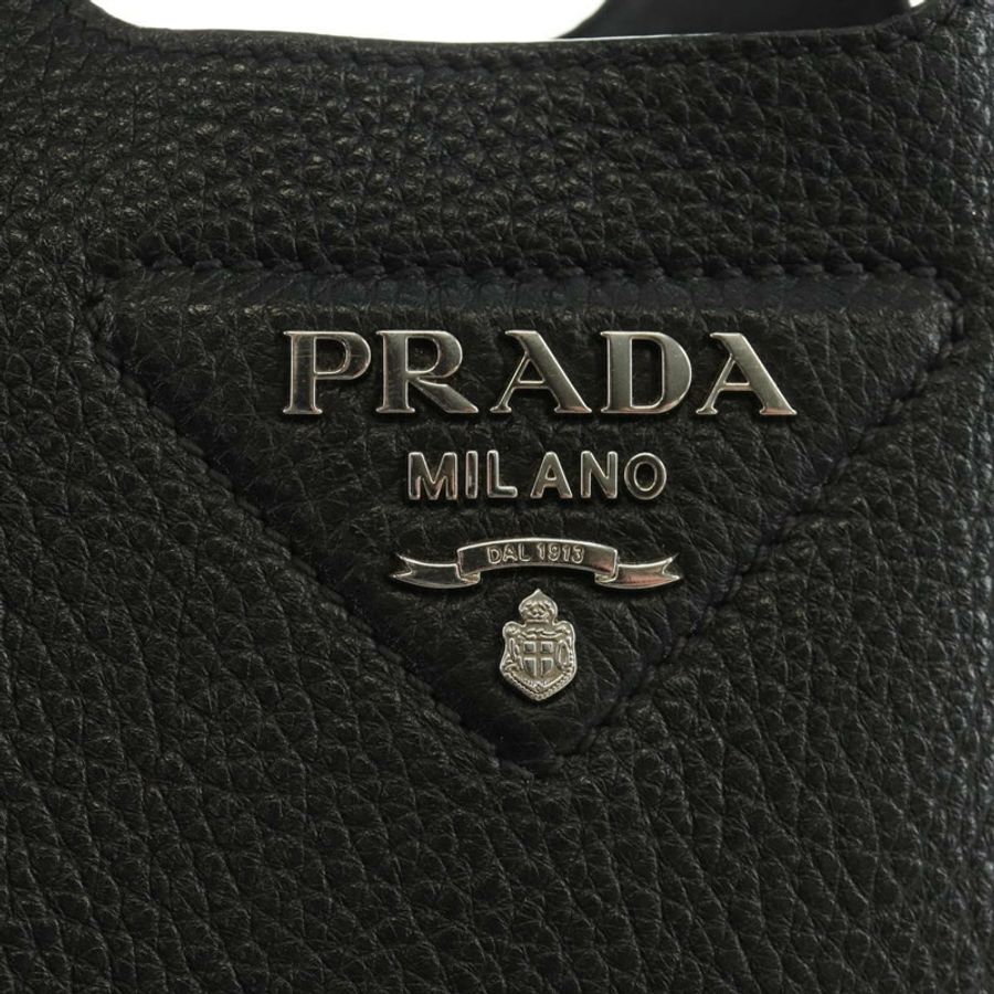 【日本直送】PRADA Vittero Dino 皮革手提包，黑色銀色，正品，貨號 189681SAM-17