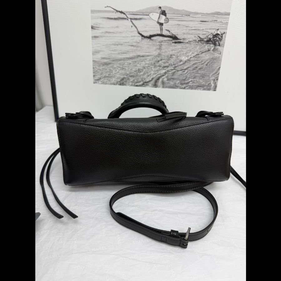 BALENCIAGA/巴黎世家 機車包黑色荔枝牛mini-3