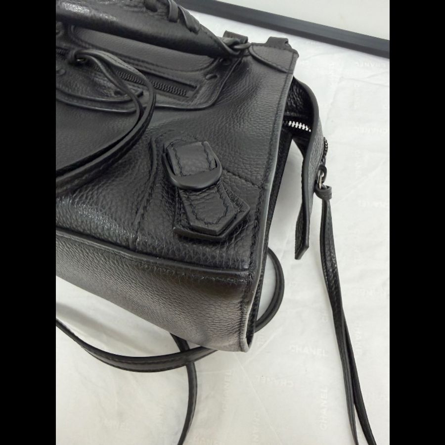 BALENCIAGA/巴黎世家 機車包黑色荔枝牛mini-5