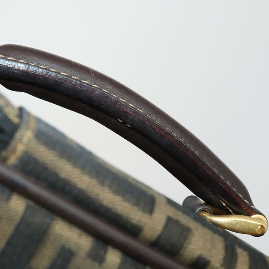【日本直送】FENDI Zucca帆布手提包,黑色/棕色,正品 ep15049A-3