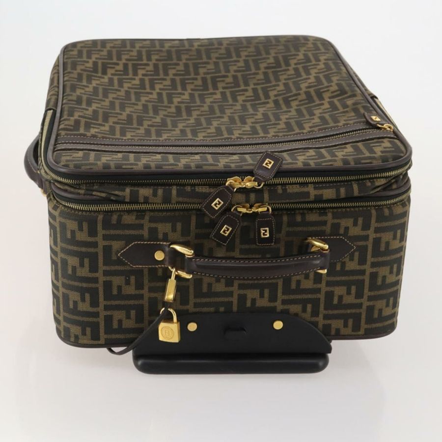 【日本直送】FENDI Zucca帆布手提包,黑色/棕色,正品 ep15049A-6
