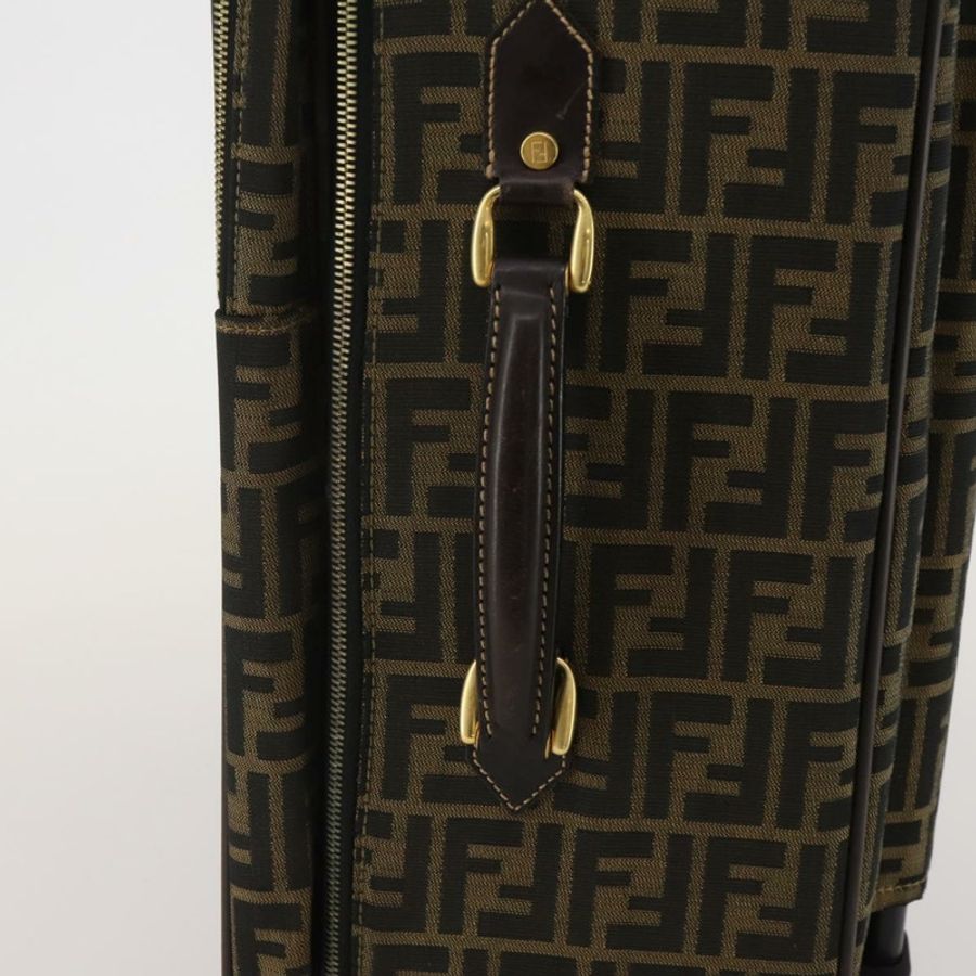 【日本直送】FENDI Zucca帆布手提包,黑色/棕色,正品 ep15049A-13