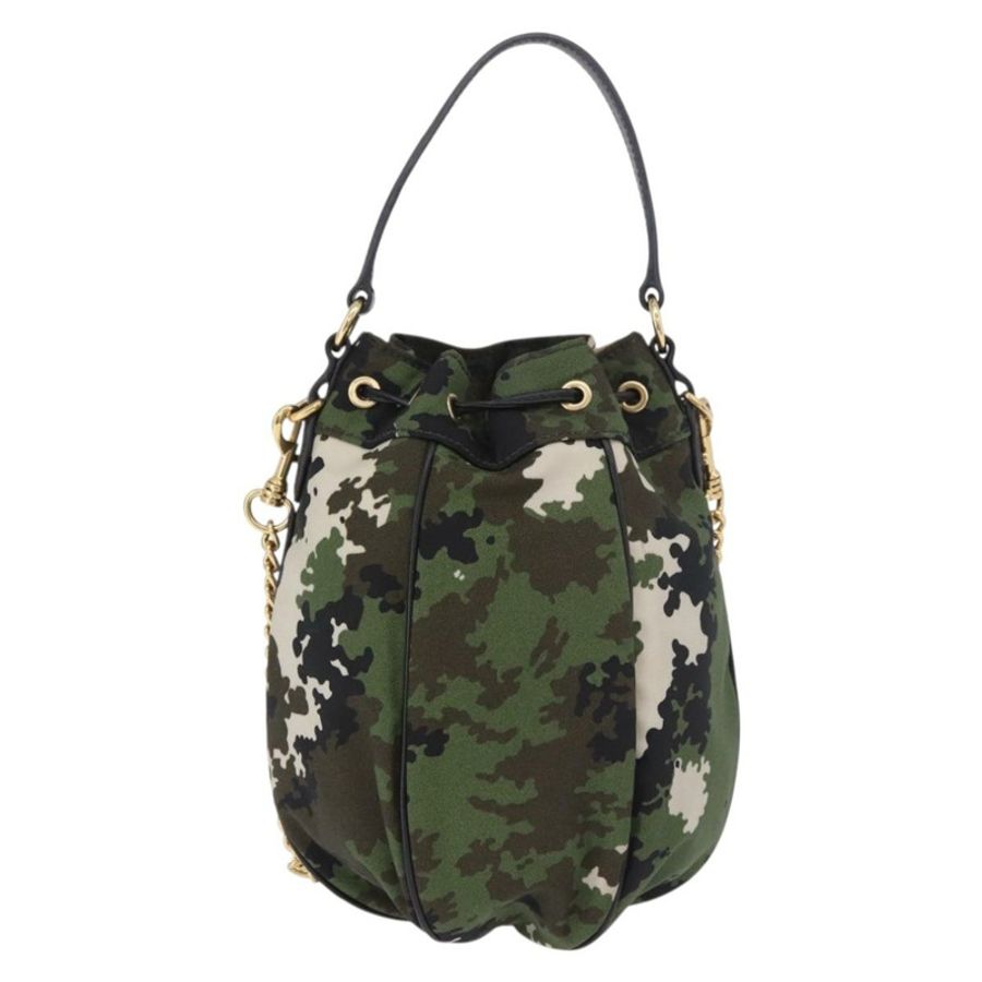 【日本直送】Miu Miu 手袋 帆布 2way 綠金 正品 ka4993A-1