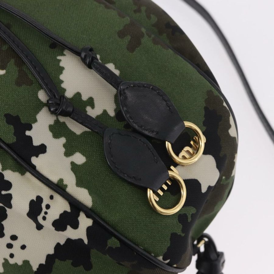 【日本直送】Miu Miu 手袋 帆布 2way 綠金 正品 ka4993A-19