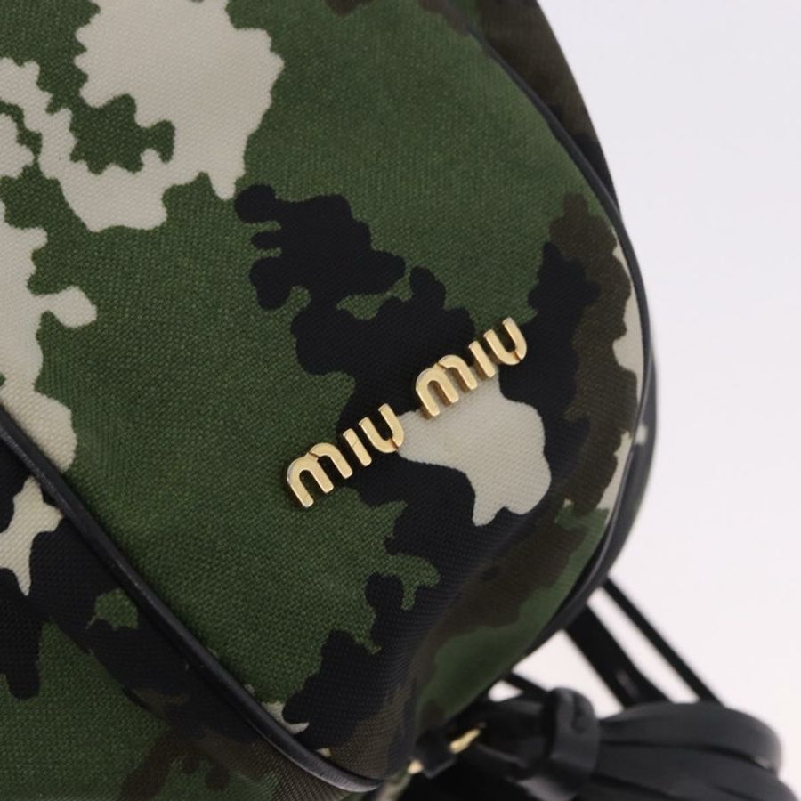 【日本直送】Miu Miu 手袋 帆布 2way 綠金 正品 ka4993A-20