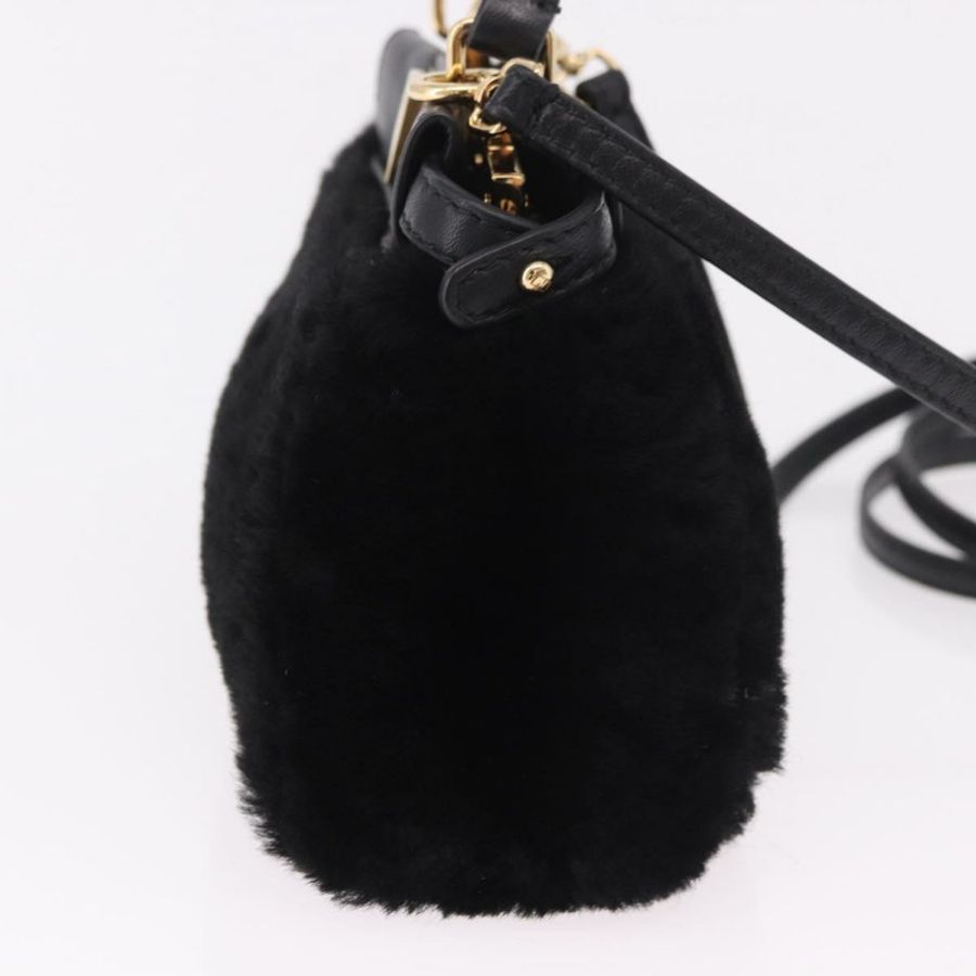 【日本直送】FENDI Micro Peek A Boo 手提包,黑色金邊剪絨款,正品 ka5035M-3