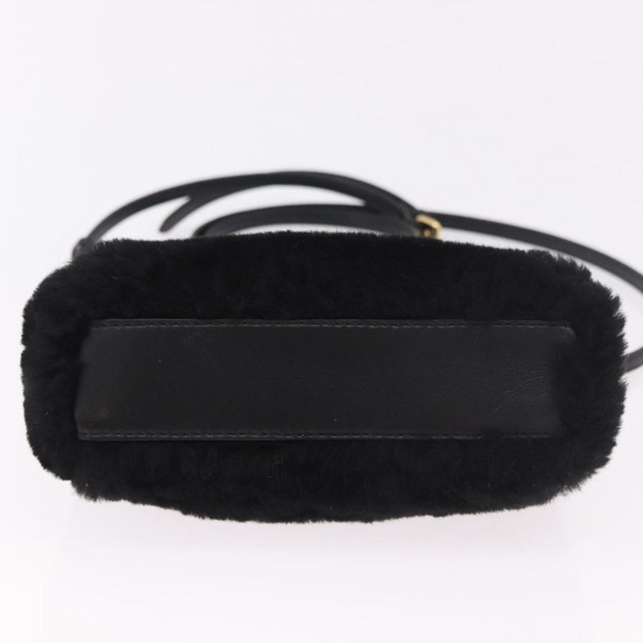 【日本直送】FENDI Micro Peek A Boo 手提包,黑色金邊剪絨款,正品 ka5035M-4