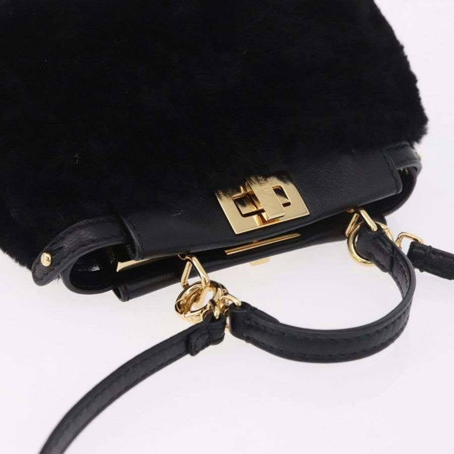【日本直送】FENDI Micro Peek A Boo 手提包,黑色金邊剪絨款,正品 ka5035M-5