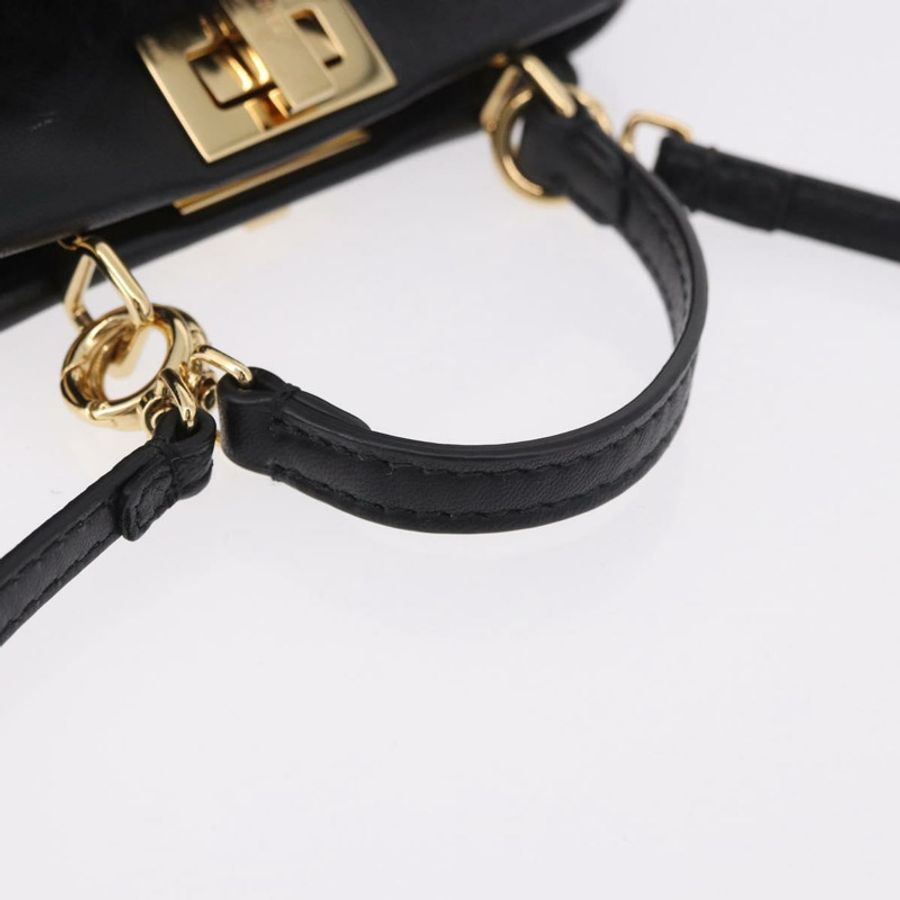 【日本直送】FENDI Micro Peek A Boo 手提包,黑色金邊剪絨款,正品 ka5035M-6