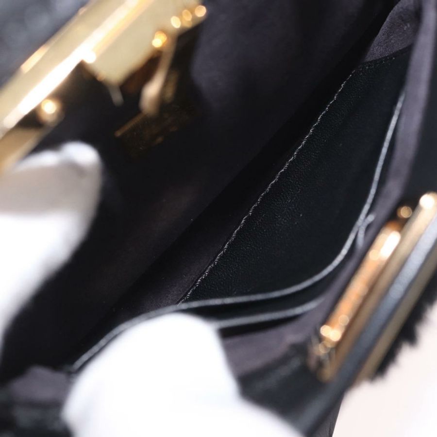 【日本直送】FENDI Micro Peek A Boo 手提包,黑色金邊剪絨款,正品 ka5035M-9