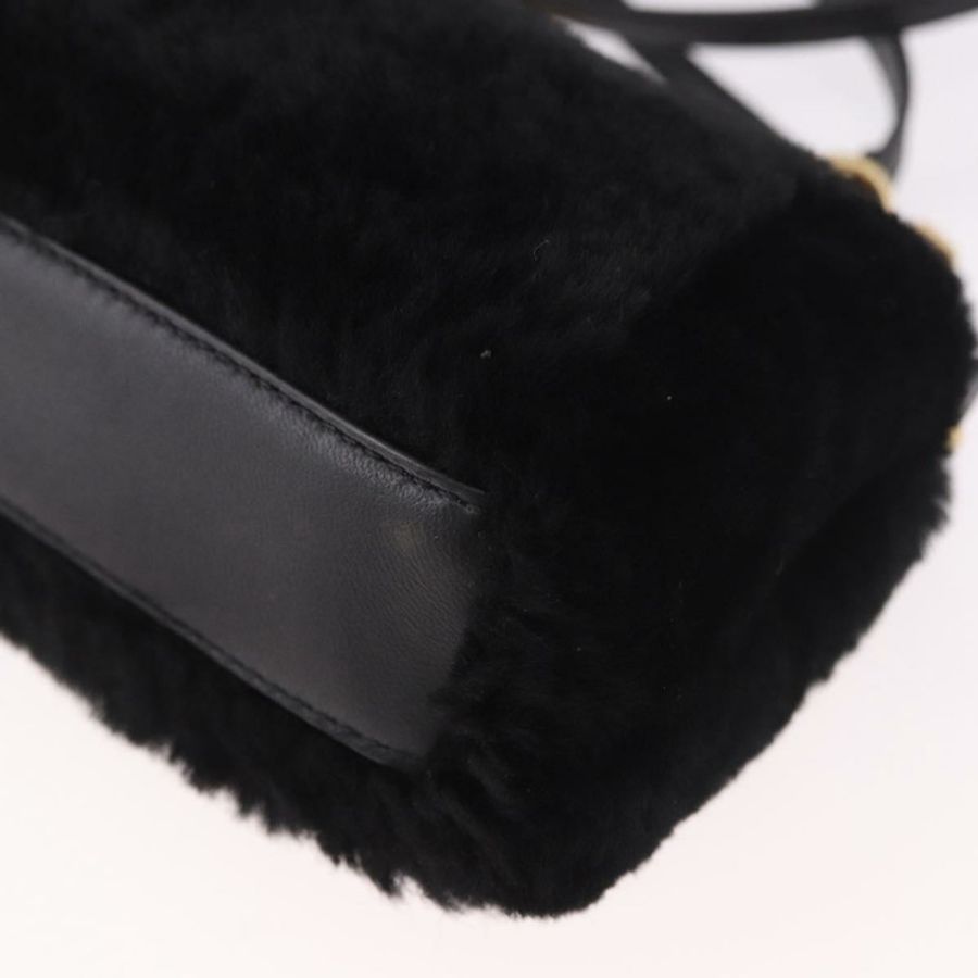 【日本直送】FENDI Micro Peek A Boo 手提包,黑色金邊剪絨款,正品 ka5035M-18