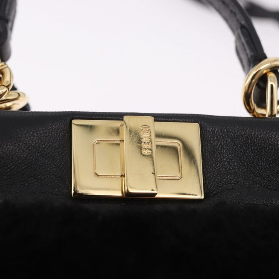 【日本直送】FENDI Micro Peek A Boo 手提包,黑色金邊剪絨款,正品 ka5035M-19