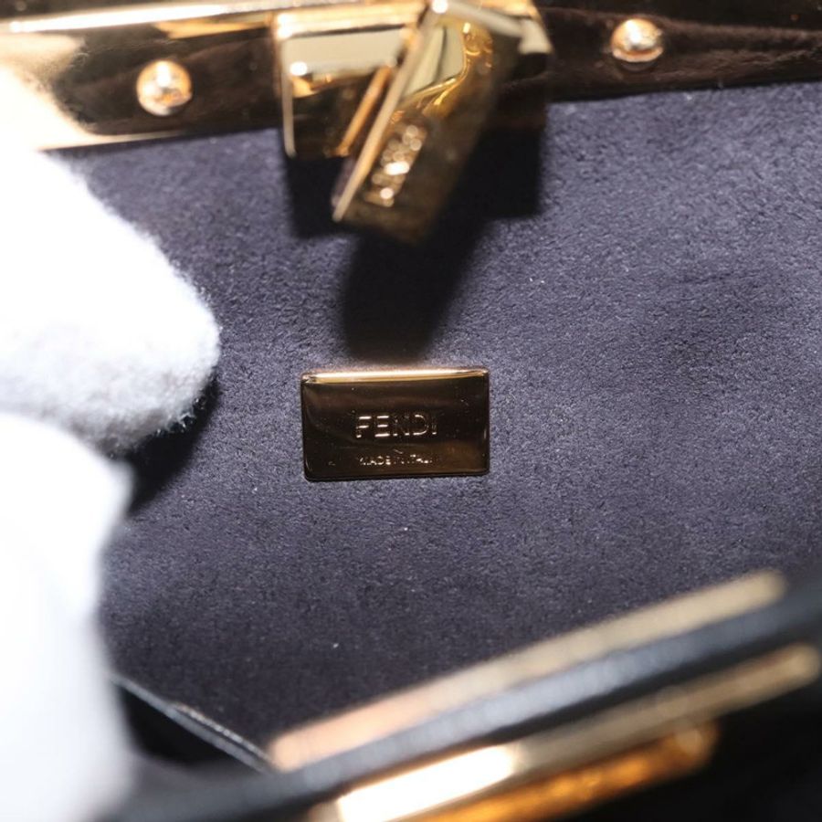 【日本直送】FENDI Micro Peek A Boo 手提包,黑色金邊剪絨款,正品 ka5035M-20