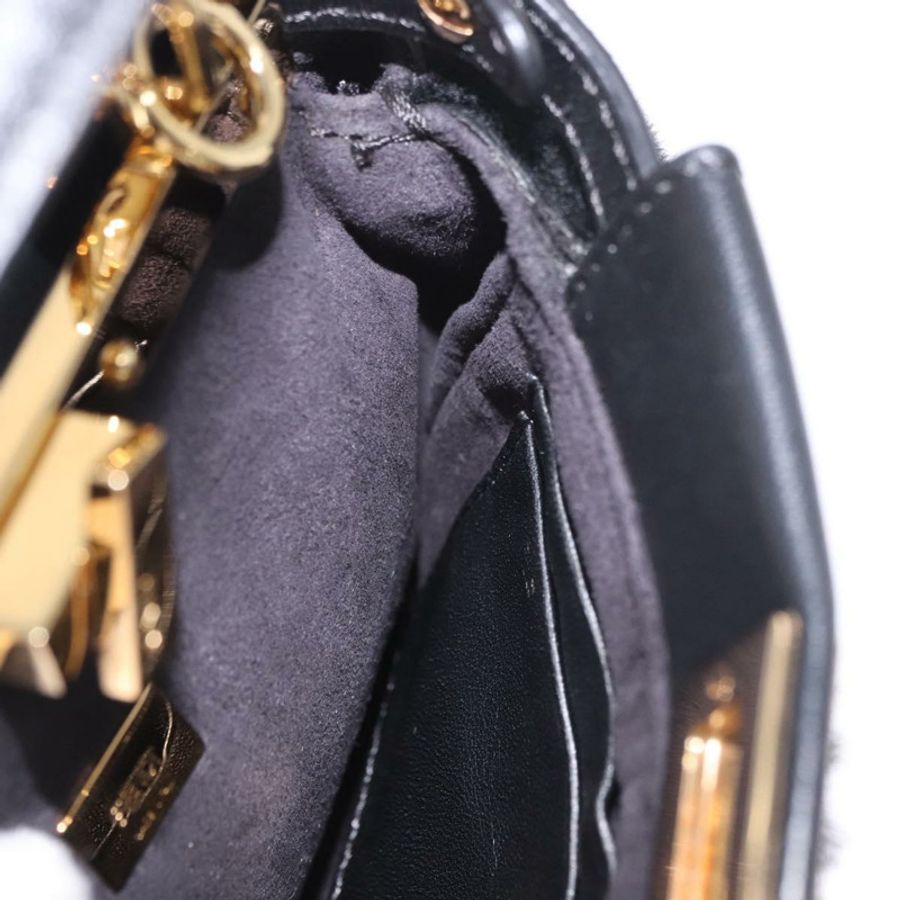 【日本直送】FENDI Micro Peek A Boo 手提包,黑色金邊剪絨款,正品 ka5035M-21