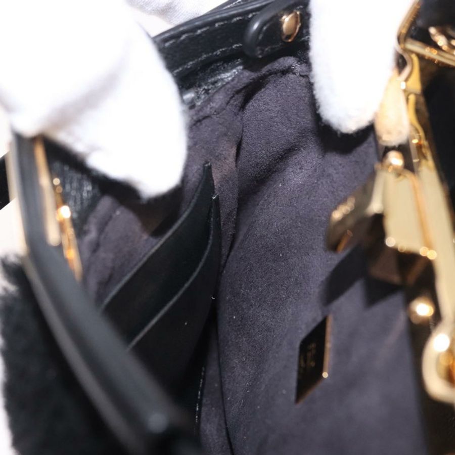 【日本直送】FENDI Micro Peek A Boo 手提包,黑色金邊剪絨款,正品 ka5035M-22